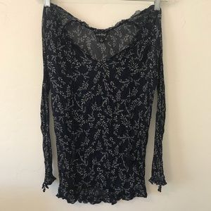 Lucky sheer navy blue blouse
